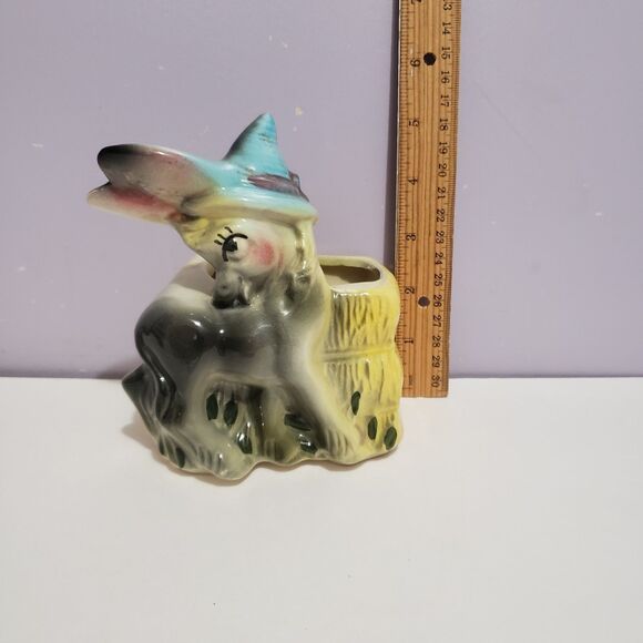 Planter Ceramic Vintage Shy Donkey Home Country Farmhouse Decor 5"×4" - Picture 8 of 9